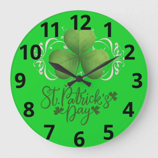 Horloge murale de la Saint-Patrick au trèfle vert (Recto)