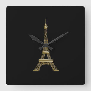 Horloge murale de la Tour Eiffel Noir & Or Françai