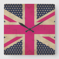 Horloge murale de l'ancien drapeau rose Union Jack