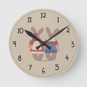 Horloge murale de lapins de campagne mignons
