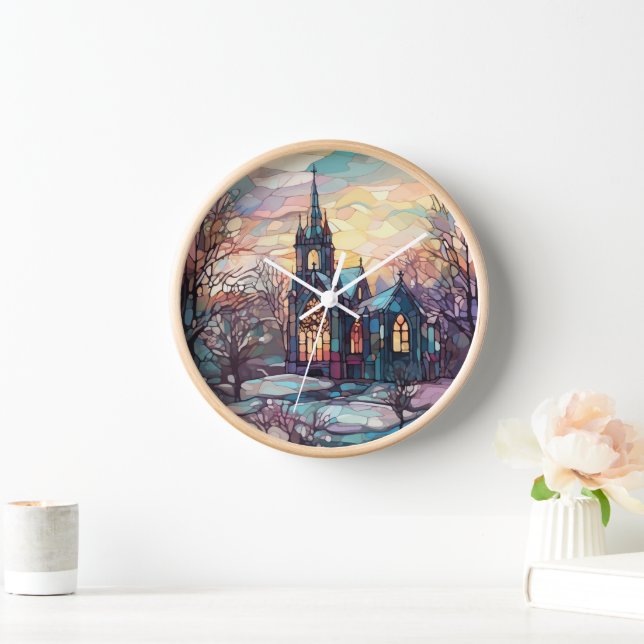 Horloge murale de l'église en verre tendu (Maison)