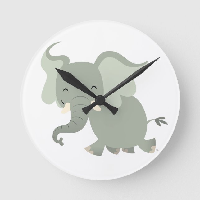 Horloge murale de l'éléphant joyeux caricature (Recto)