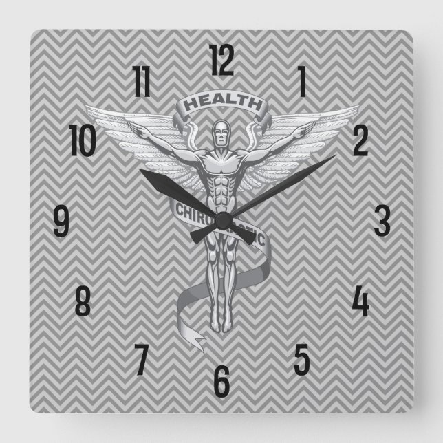 Horloge murale de logo d'emblème de chiropractie (Recto)