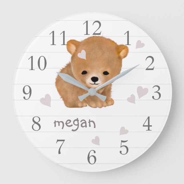 Horloge murale de l'ours Brown personnalisé (Recto)