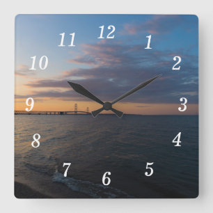 Horloge murale de Mackinaw City Dusk