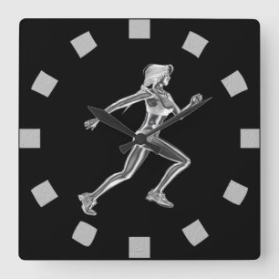 Horloge murale de Madame Runner de chrome
