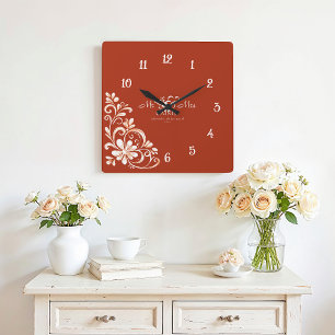 Horloge murale de mariage romantique rouge rouille
