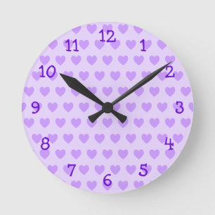 Horloge murale de motif de coeur de lavande