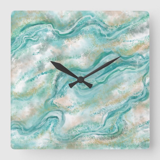 Horloge murale de Motif en marbre turquoise (Recto)