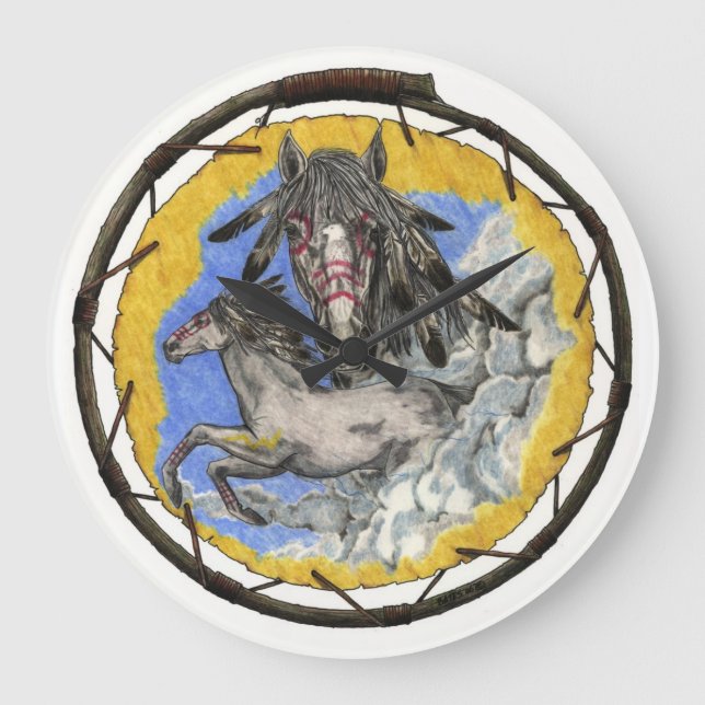 Horloge murale de mustang de temps de Lakota de (Recto)