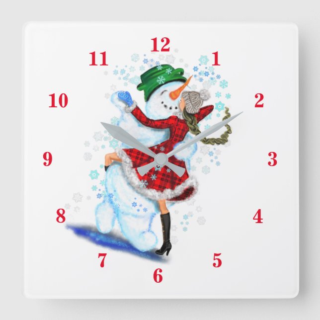 Horloge murale de Noël avec Snowman et Girl Dance (Recto)