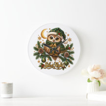 Horloge murale de Noël de nuit silencieuse Chouett