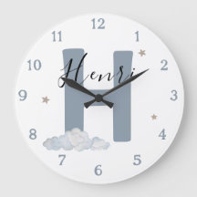 Horloge murale de nurserie avec initiale de monogr