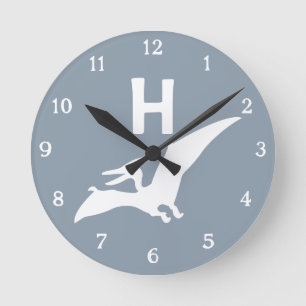Horloge murale de nurserie monogramme dinosaure Pt