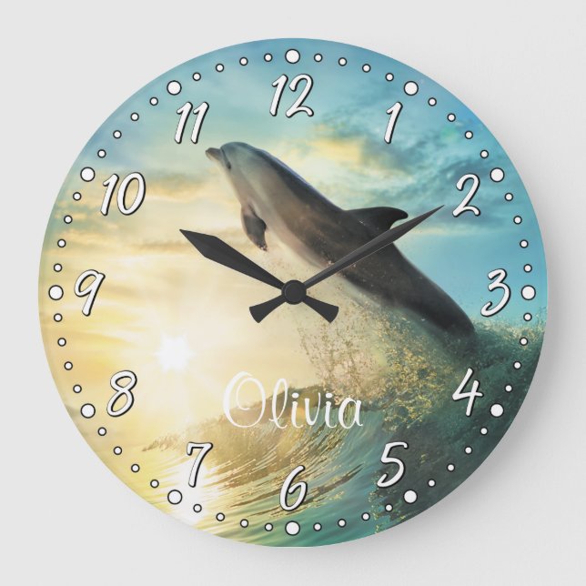 Horloge murale de Personalizable de dauphin (Recto)