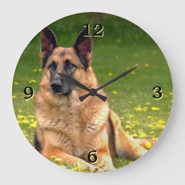 Horloge murale de photo de berger allemand (Recto)