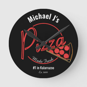 Horloge murale de pizza fraîche