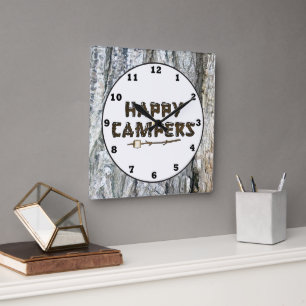 Horloge murale de Rustic Happy Campers