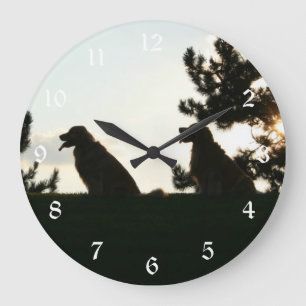 Horloge murale de silhouette de golden retriever