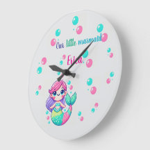Horloge murale de sirène colorée personnalisée