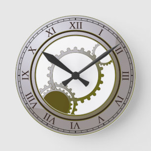 Horloge murale de steampunk d'or