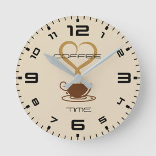 Horloge murale de temps de café ronde (milieu)