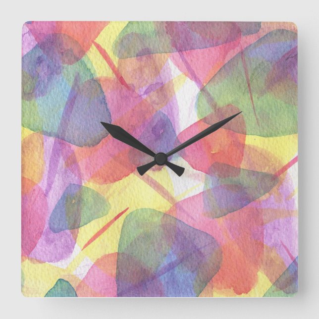Horloge murale de texture d'aquarelle brillante (Recto)