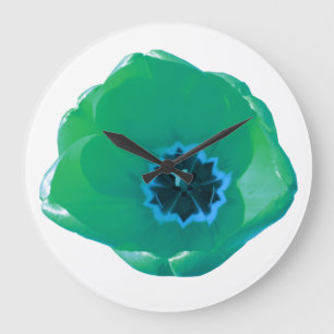 Horloge murale de Tulipe verte et bleue
