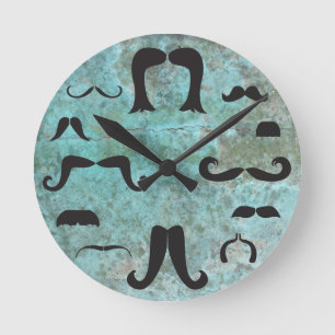 Horloge murale de turquoise de manie de moustache