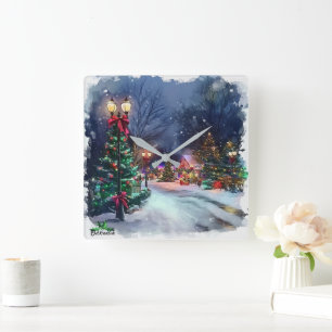 Horloge murale de village de Noël Winter Wonderlan
