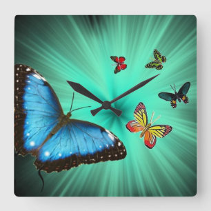 Horloge murale de voyage de papillons