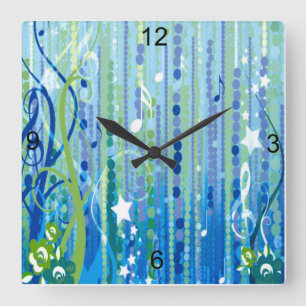 Horloge murale décorative de musique bleue