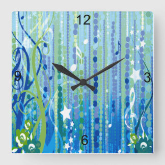 Horloge murale décorative de musique bleue