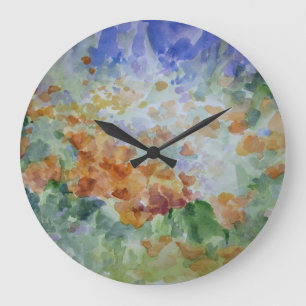 Horloge murale décorative de pavots de rayon de
