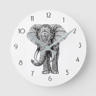Horloge murale d'éléphant de mandala