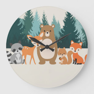 Horloge murale des animaux de bois