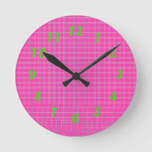 Horloge murale des années 80 rose néon et vert