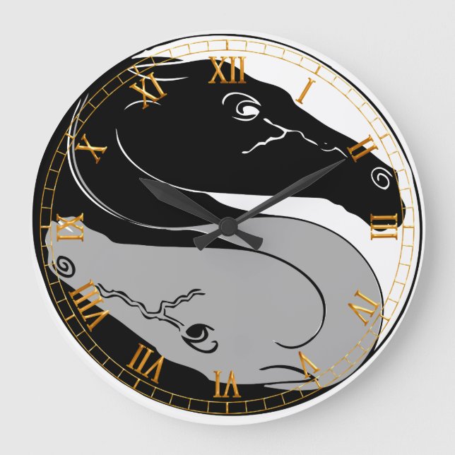 Horloge murale des chevaux Yin Yang (Recto)
