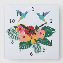 Horloge murale des colibris et des fleurs