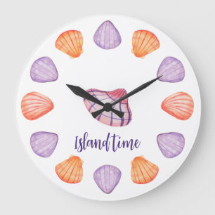 Horloge murale des coquillages aquarelles