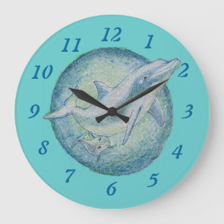 Horloge murale des dauphins 'Mère & Calf'