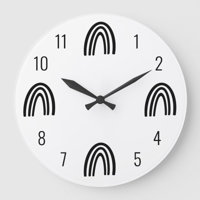 Horloge murale des enfants Arc-en-ciel noir/blanc (Recto)
