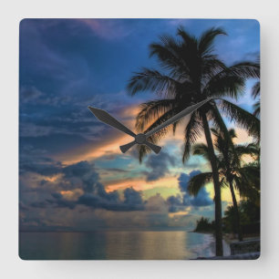 Horloge murale des palmiers et des plages tropical