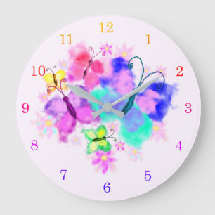Horloge murale des papillons Spring Joy - Aquarell