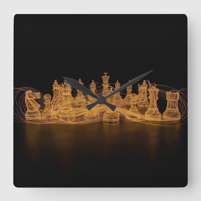 Horloge murale des pièces d'échecs lumineuses (Recto)