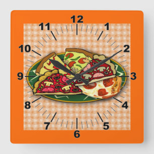 Horloge murale des tranches de pizza