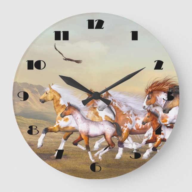 Horloge murale des troupeaux de Chevaux sauvages (Recto)