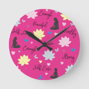 Horloge murale Design Boho Lotus Rose (Aiguilles