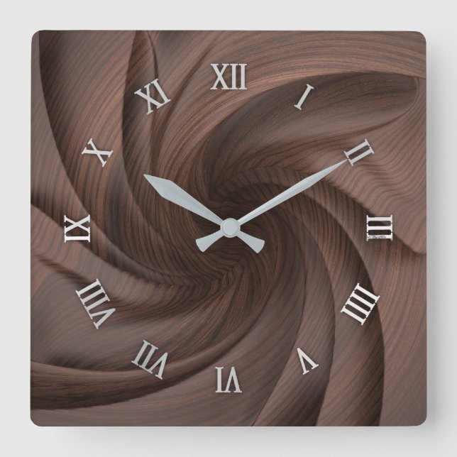 Horloge murale design en bois foncé (Recto)