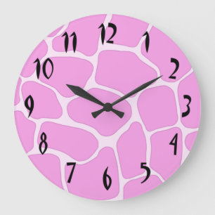 Horloge murale d'impression de girafe rose
